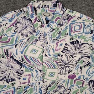Vintage Weekends Only Shirt Mens Large‎ Abstract Hawaiian Floral USA 90s